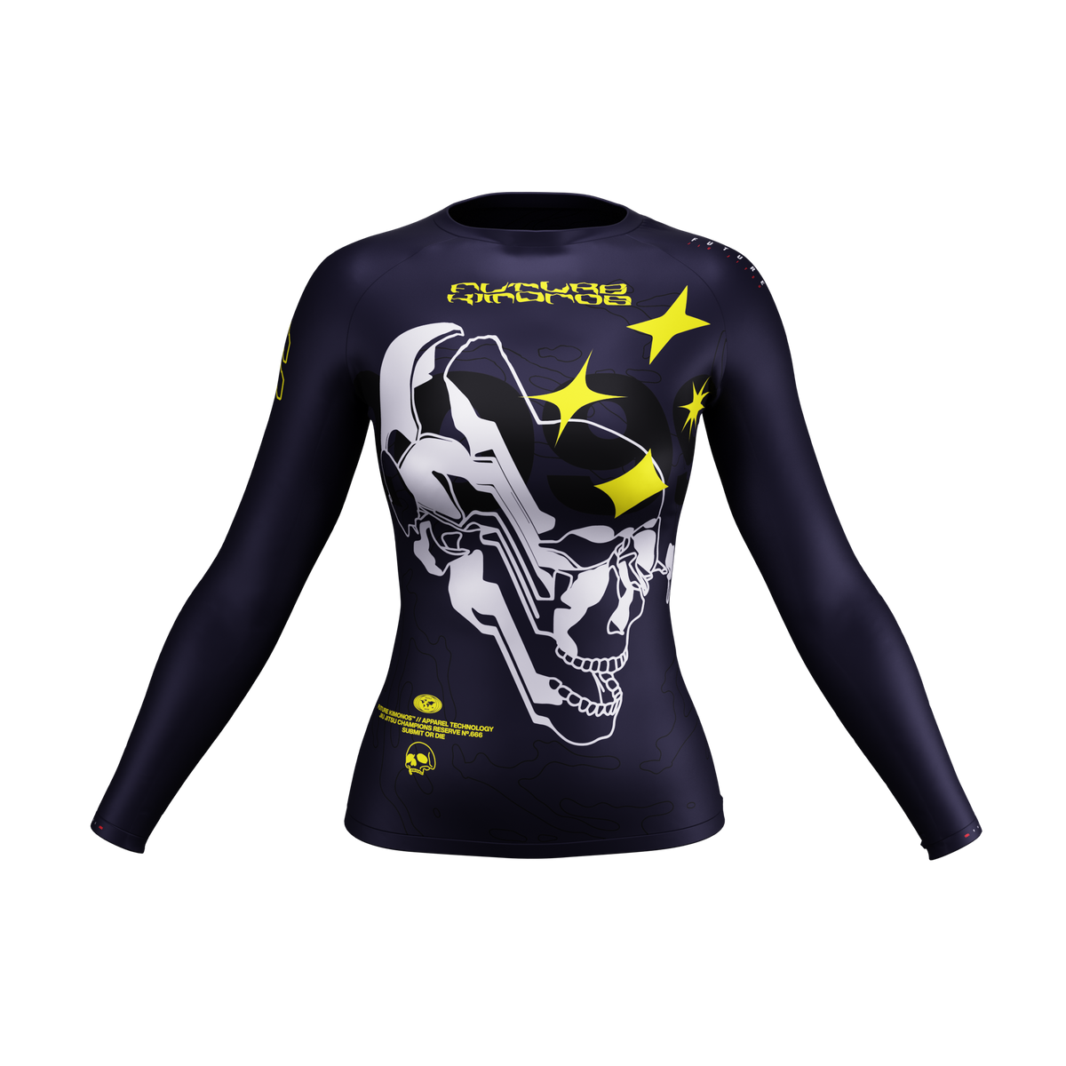 CRONOS Advanced Rash Guard Long Sleeve Grey Skull - Women's