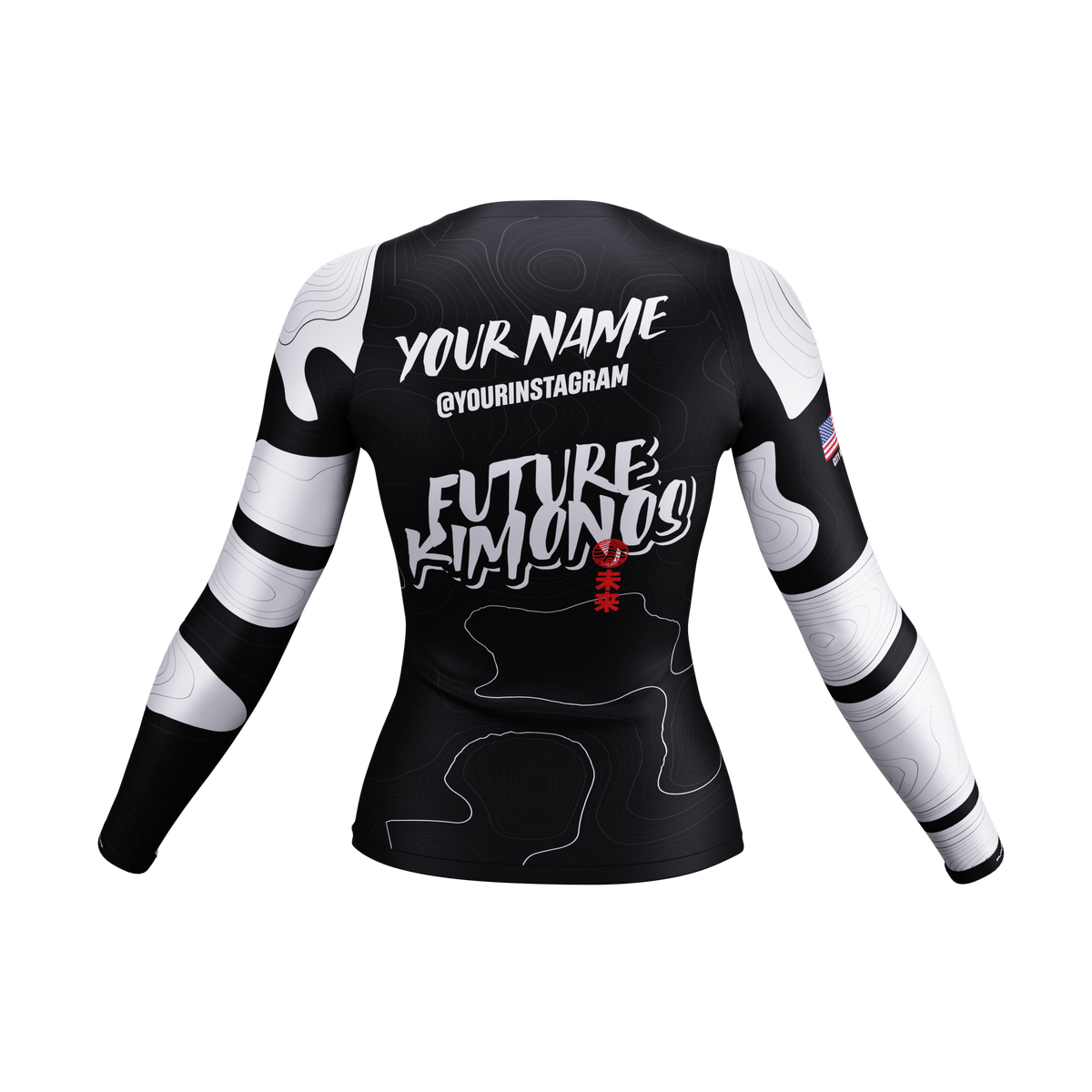 [LUV IS TRUE]★BE LOGO RASH GUARD cosmic_white_LS_womens_back_12