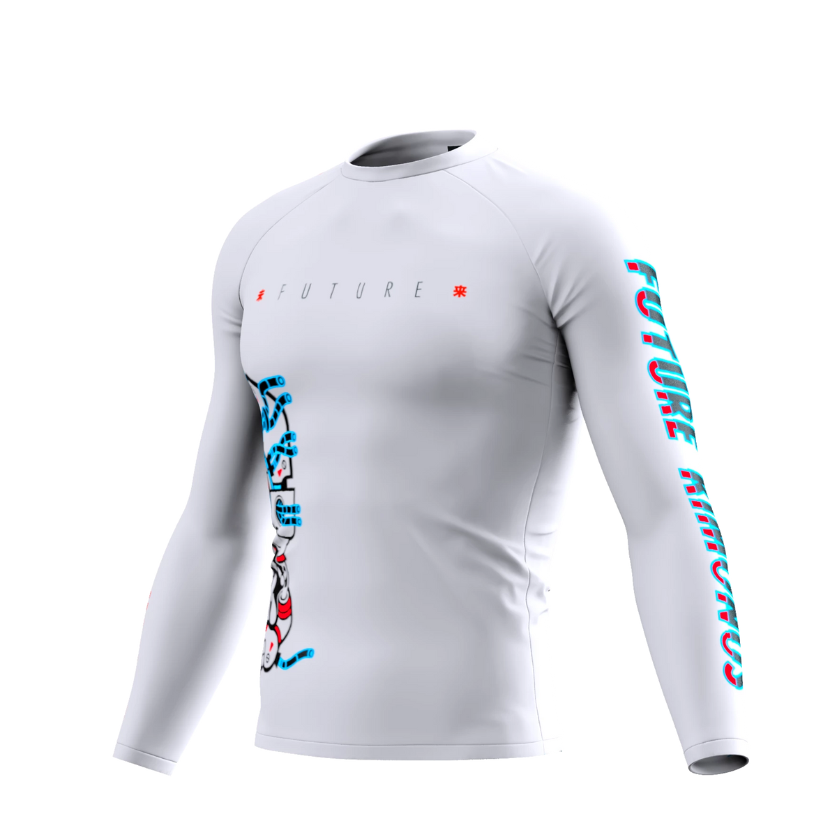 Future Kimonos v1.0 WHITE Long Sleeve Rash Guard EARN THE GLORY