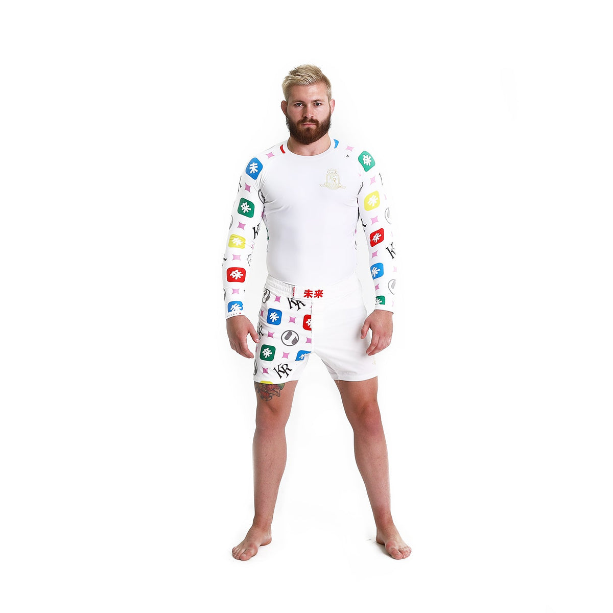 KING RYAN White Long Sleeve Rash Guard EARN THE GLORY