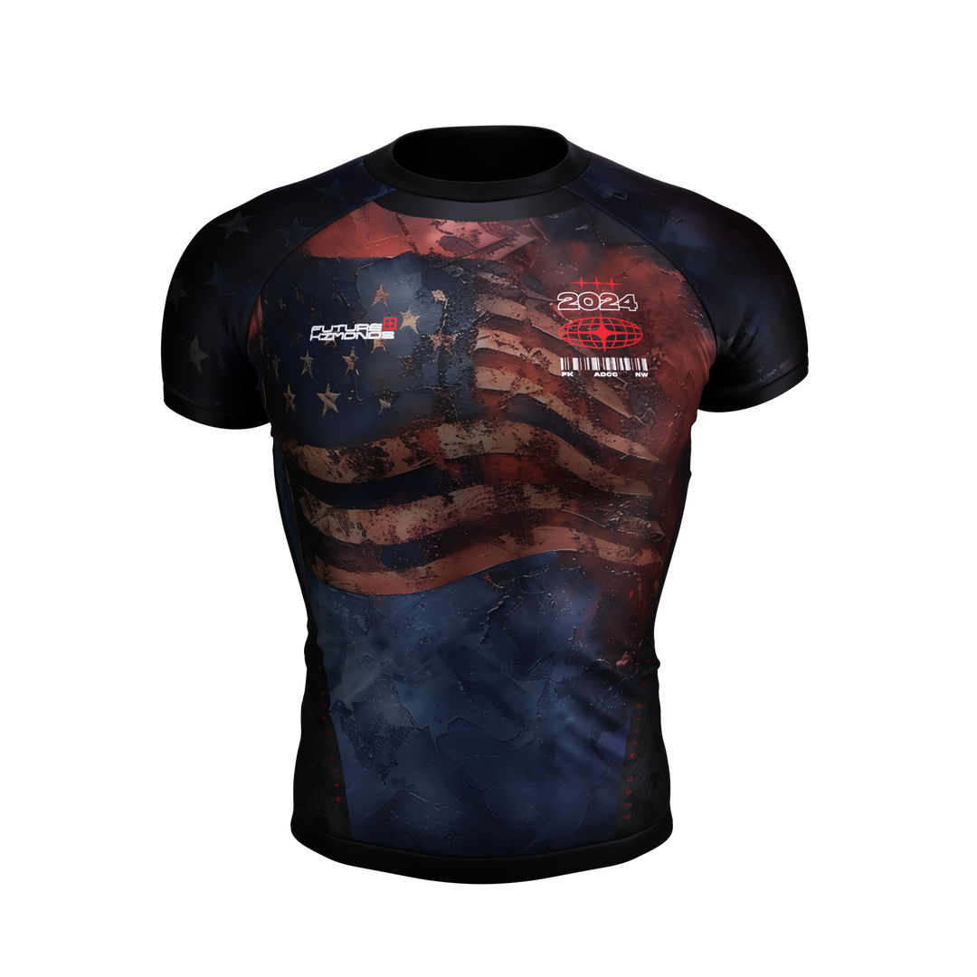 Gordon Ryan ADCC 2024 USA short sleeve rash guard, no sponsors, front