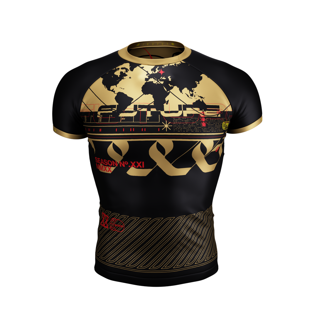 Gold Rash Guard Designs Prototype Series - Gold Short Sleeve Rash Guard – EARN THE GLORY