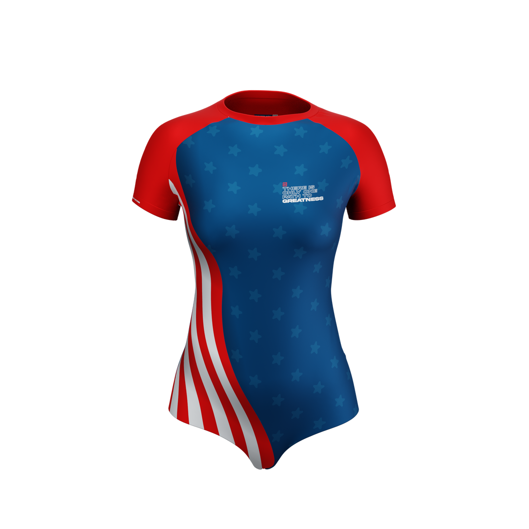 All American - Short Sleeve Womens Sports Rash Guard