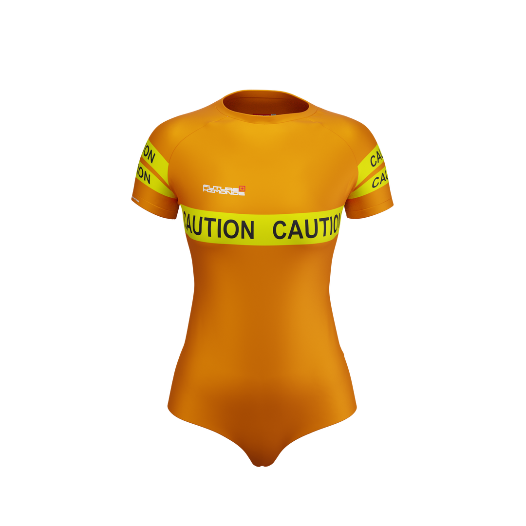 Caution - Short Sleeve Womens Sports Rash Guard
